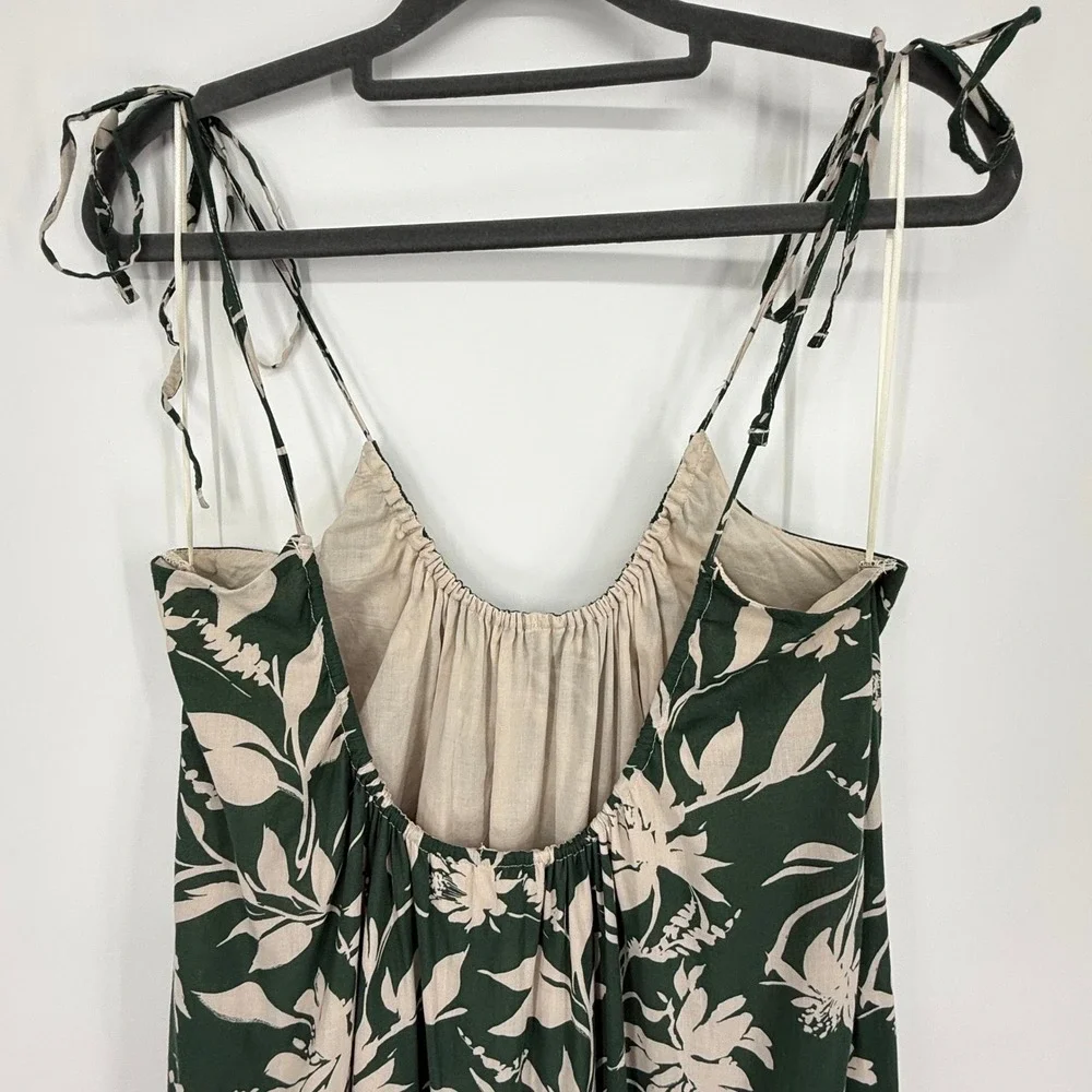 Abercrombie &‎ Fitch Maxi Dress Womens LT Green Floral Excellent Tie Shoulder